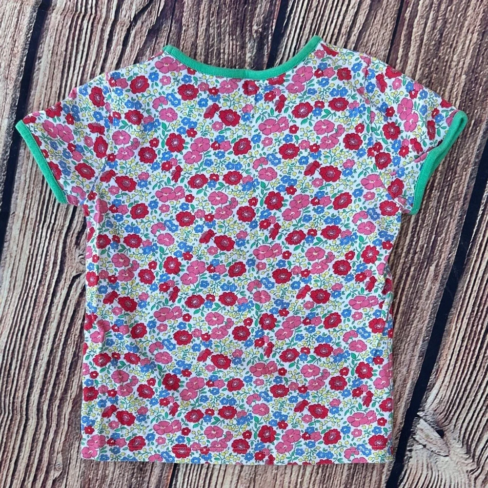 Boden Kids Floral T-Shirt with Green Accents